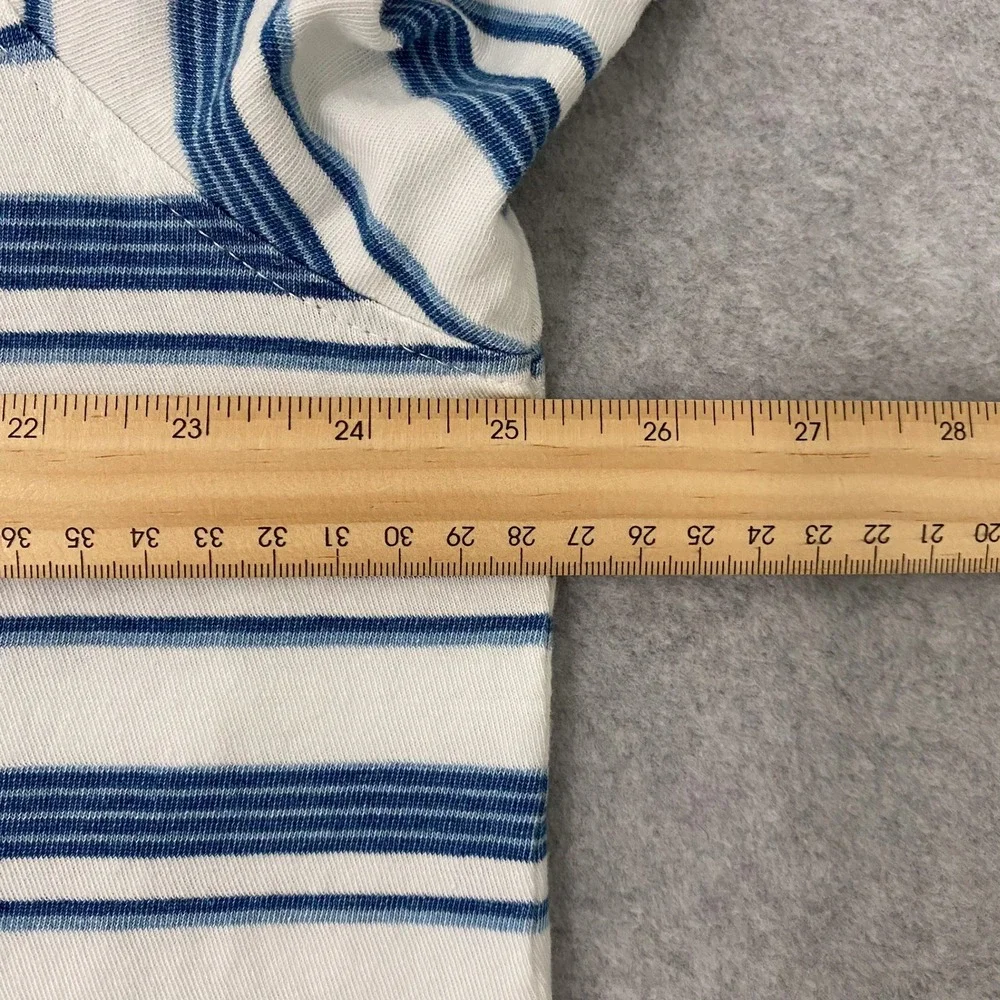 Todd Snyder Shirt Mens XXL White Blue Striped Cotton Short Sleeve Button Up